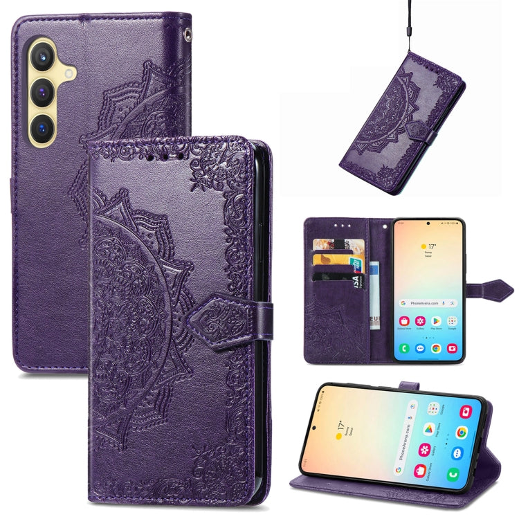 For Samsung Galaxy S25 5G Mandala Flower Embossed Leather Phone Case(Purple) - free shipping - PMC Jewellery - Order now!