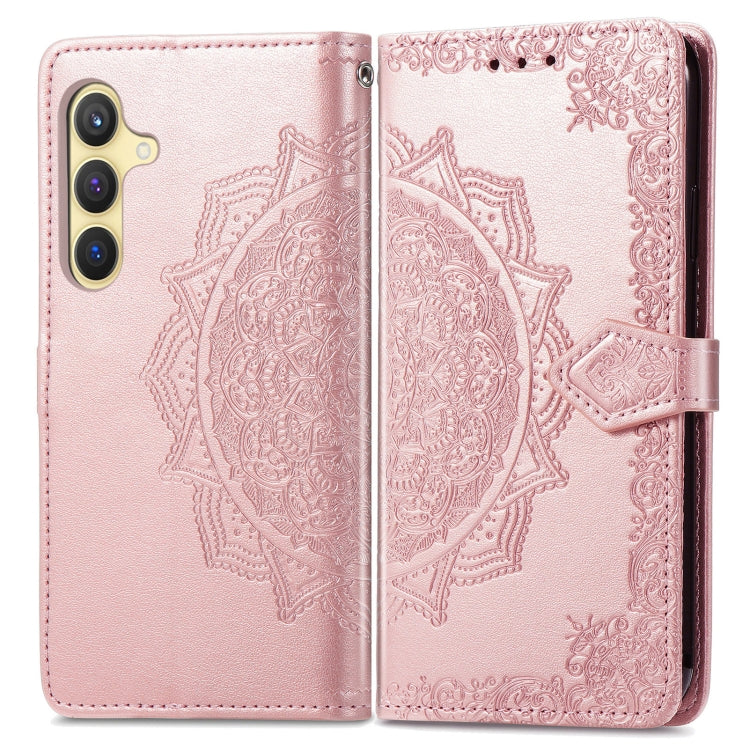 For Samsung Galaxy S25+ 5G Mandala Flower Embossed Leather Phone Case(Rose Gold) - Galaxy S25+ 5G Cases by PMC Jewellery | Online Shopping South Africa | PMC Jewellery | Buy Now Pay Later Mobicred