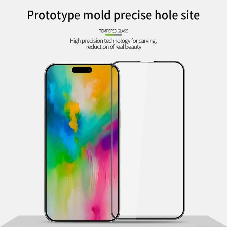 For iPhone 16 Plus PINWUYO 9H 3D Curved Full Screen Explosion-proof Tempered Glass Film(Black) - iPhone 16 Plus Tempered Glass by PINWUYO | Online Shopping South Africa | PMC TechLife | Buy Now Pay Later Mobicred