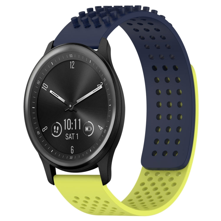 For GarminMove Trend 20mm Holes Breathable 3D Dots Silicone Watch Band(Midnight Blue+Lime Green) - Watch Bands by PMC TechLife | Online Shopping South Africa | PMC TechLife