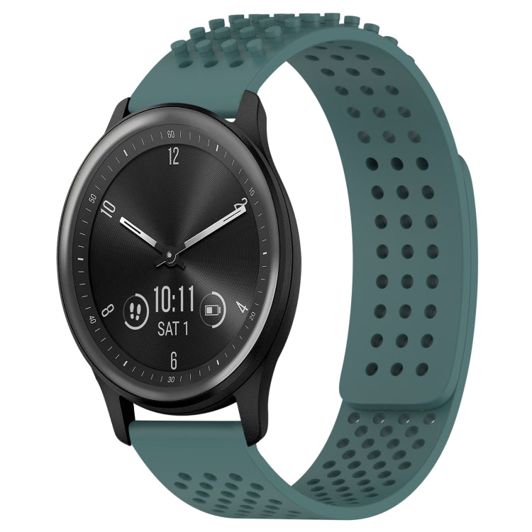 For Garmin Vivomove Sport 20mm Holes Breathable 3D Dots Silicone Watch Band(Olive Green) - Watch Bands by PMC TechLife | Online Shopping South Africa | PMC TechLife