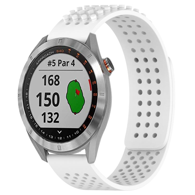 For Garmin Approach S40 20mm Holes Breathable 3D Dots Silicone Watch Band(White) - Watch Bands by PMC TechLife | Online Shopping South Africa | PMC TechLife