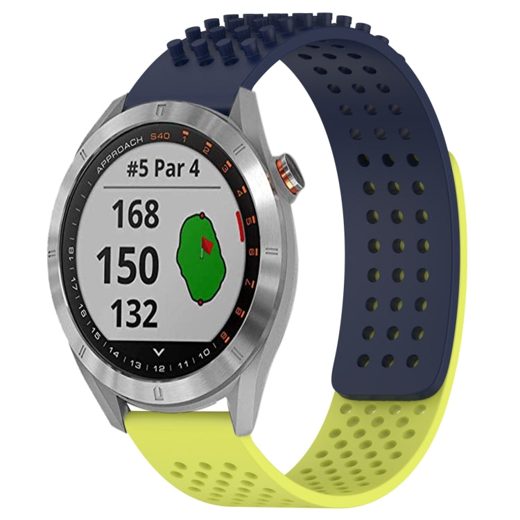 For Garmin Approach S40 20mm Holes Breathable 3D Dots Silicone Watch Band(Midnight Blue+Lime Green) - Watch Bands by PMC TechLife | Online Shopping South Africa | PMC TechLife