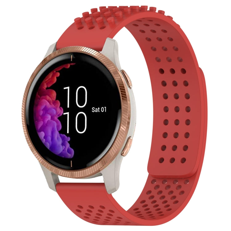 For Garmin Venu 20mm Holes Breathable 3D Dots Silicone Watch Band(Red) - Watch Bands by PMC TechLife | Online Shopping South Africa | PMC TechLife