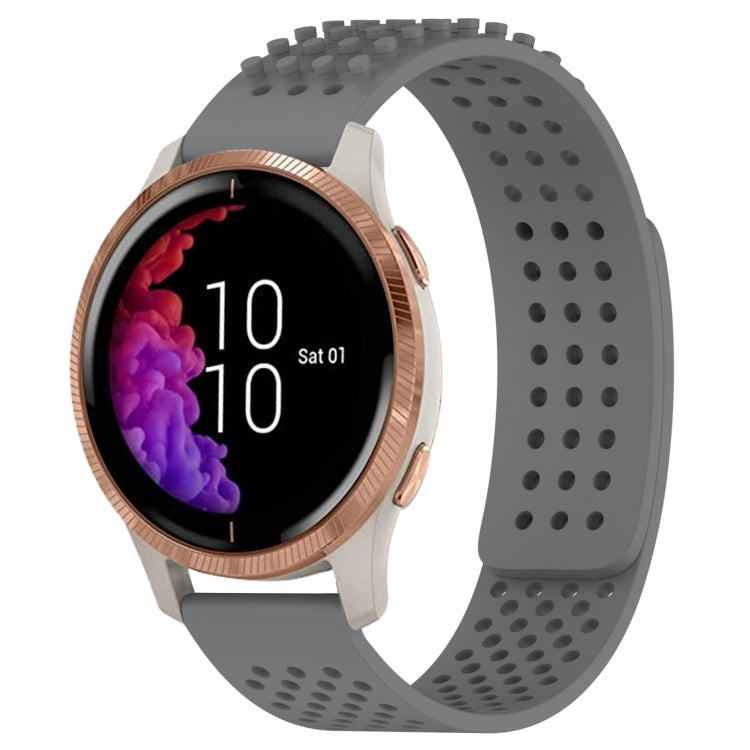 For Garmin Venu 20mm Holes Breathable 3D Dots Silicone Watch Band(Grey) - Watch Bands by PMC TechLife | Online Shopping South Africa | PMC TechLife