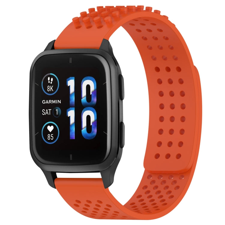 For Garmin Forerunner Sq2 20mm Holes Breathable 3D Dots Silicone Watch Band(Orange) - Watch Bands by PMC TechLife | Online Shopping South Africa | PMC TechLife