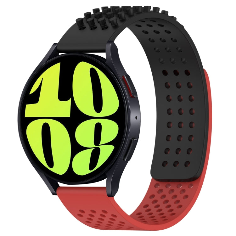For Samsung Galaxy Watch 6 44mm 20mm Holes Breathable 3D Dots Silicone Watch Band(Black+Red) - Watch Bands by PMC TechLife | Online Shopping South Africa | PMC TechLife