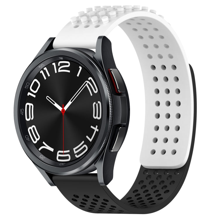 For Samsung Galaxy Watch 6 Classic 47mm 20mm Holes Breathable 3D Dots Silicone Watch Band(White+Black) - Watch Bands by PMC TechLife | Online Shopping South Africa | PMC TechLife