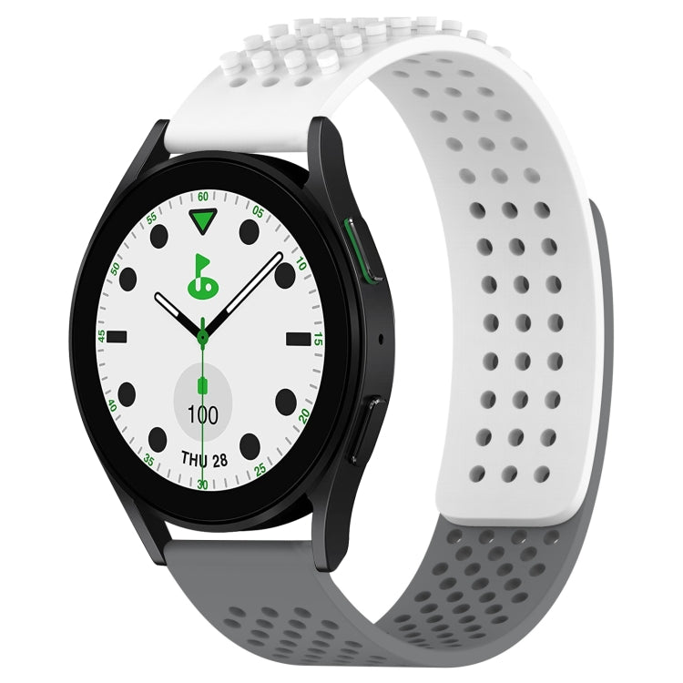 For Samsung Galaxy watch 5 Golf Edition 20mm Holes Breathable 3D Dots Silicone Watch Band(White+Grey) - Watch Bands by PMC TechLife | Online Shopping South Africa | PMC TechLife