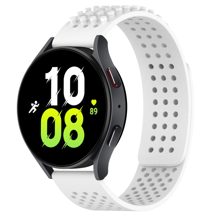 For Samsung Galaxy Watch 5  44mm 20mm Holes Breathable 3D Dots Silicone Watch Band(White) - Watch Bands by PMC TechLife | Online Shopping South Africa | PMC TechLife