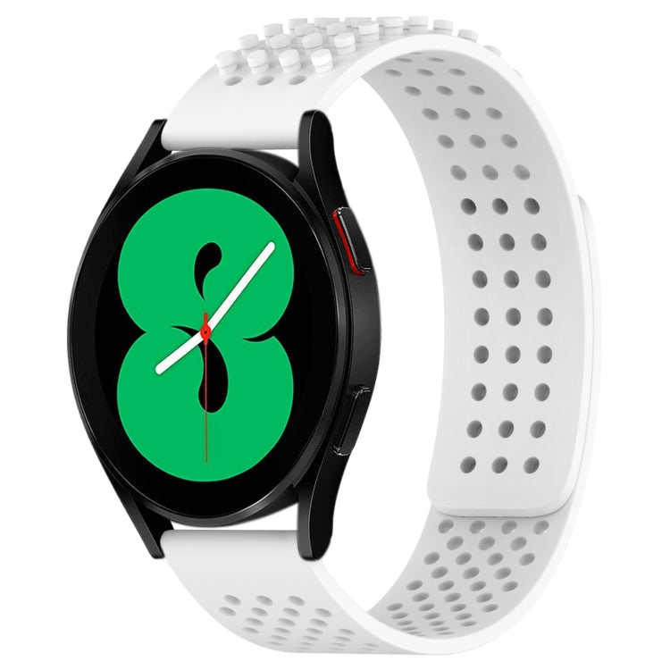For Samsung Galaxy Watch 4 44mm 20mm Holes Breathable 3D Dots Silicone Watch Band(White) - Watch Bands by PMC TechLife | Online Shopping South Africa | PMC TechLife