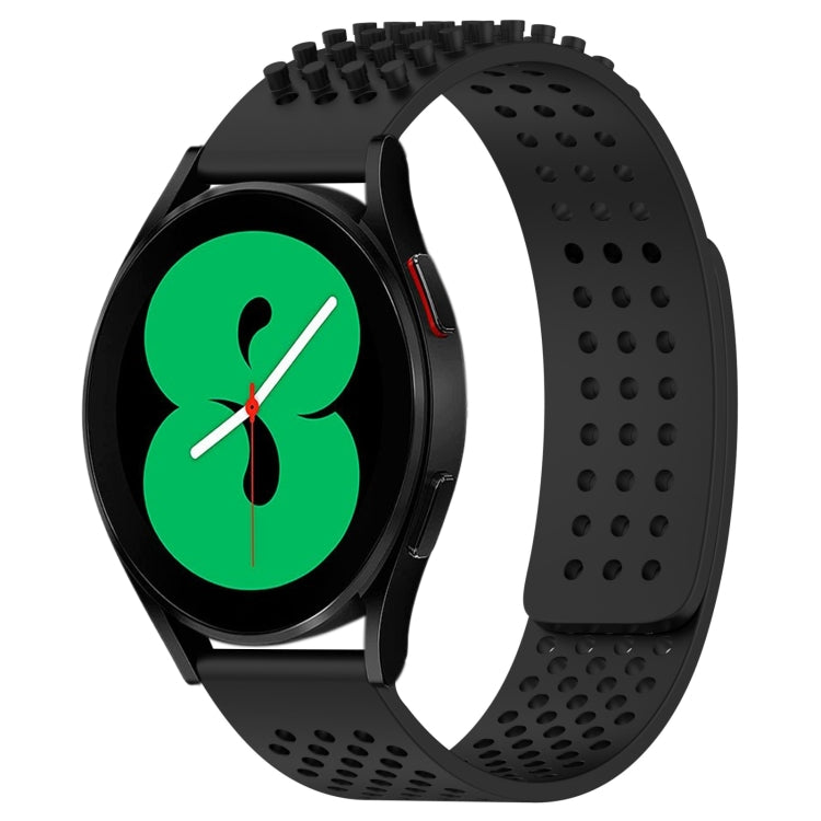 For Samsung Galaxy Watch 4 44mm 20mm Holes Breathable 3D Dots Silicone Watch Band(Black) - Watch Bands by PMC TechLife | Online Shopping South Africa | PMC TechLife