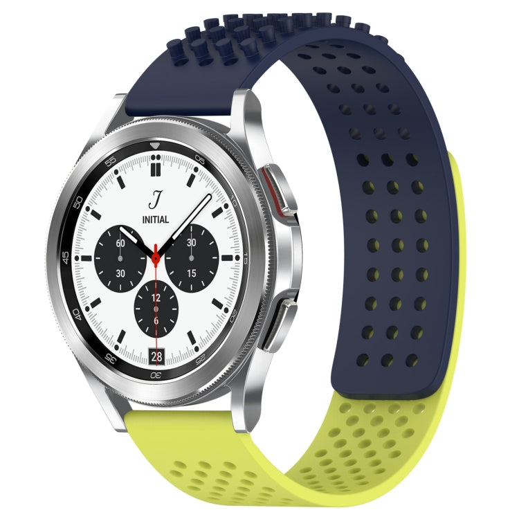 For Samsung  Galaxy Watch 4 Classic 42mm 20mm Holes Breathable 3D Dots Silicone Watch Band(Midnight Blue+Lime Green) - free shipping - PMC TechLife - Order now!