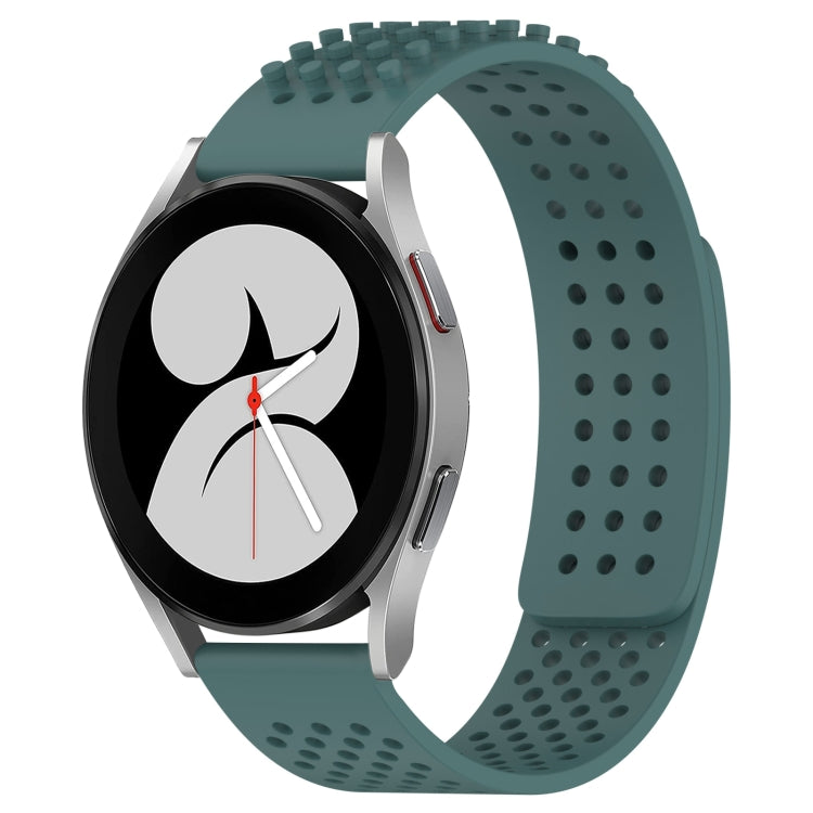 For Samsung Galaxy Watch 4 40mm 20mm Holes Breathable 3D Dots Silicone Watch Band(Olive Green) - Watch Bands by PMC TechLife | Online Shopping South Africa | PMC TechLife