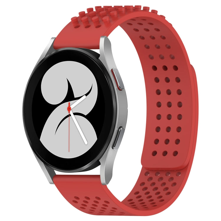 For Samsung Galaxy Watch 4 40mm 20mm Holes Breathable 3D Dots Silicone Watch Band(Red) - Watch Bands by PMC TechLife | Online Shopping South Africa | PMC TechLife