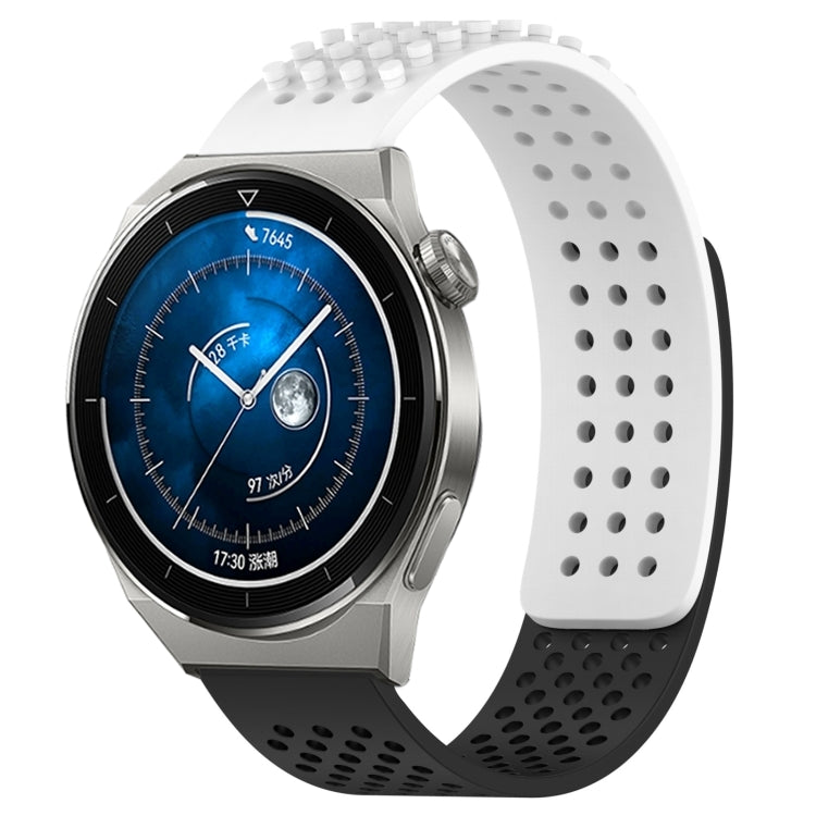For Huawei Watch GT3 Pro 43mm 20mm Holes Breathable 3D Dots Silicone Watch Band(White+Black) - Watch Bands by PMC TechLife | Online Shopping South Africa | PMC TechLife