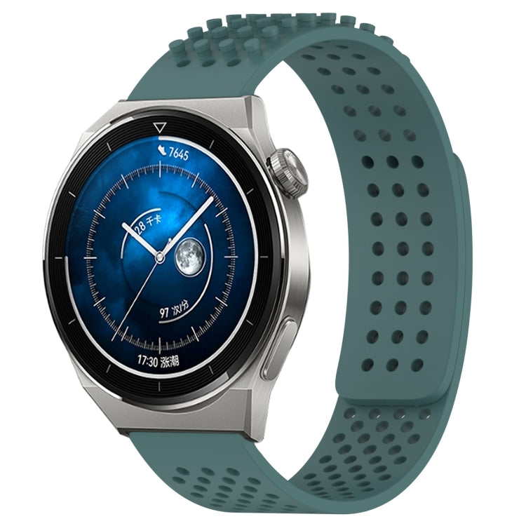 For Huawei Watch GT3 Pro 43mm 20mm Holes Breathable 3D Dots Silicone Watch Band(Olive Green) - Watch Bands by PMC TechLife | Online Shopping South Africa | PMC TechLife