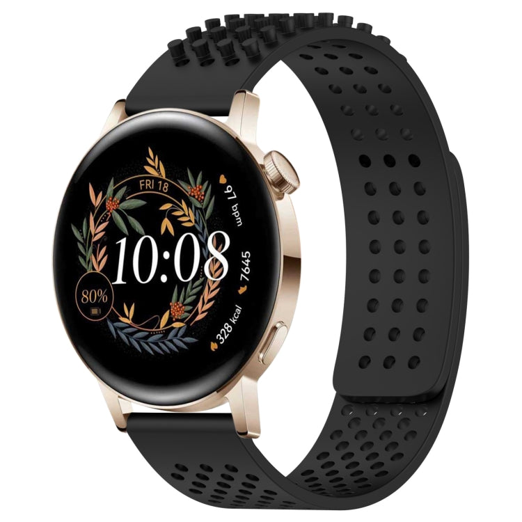 For Huawei Watch GT3 42mm 20mm Holes Breathable 3D Dots Silicone Watch Band(Black) - Watch Bands by PMC TechLife | Online Shopping South Africa | PMC TechLife