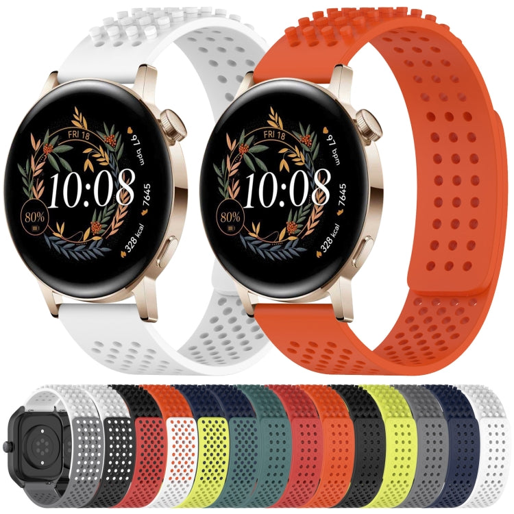 For Honor Watch ES 20mm Holes Breathable 3D Dots Silicone Watch Band(White+Black) - Watch Bands by PMC TechLife | Online Shopping South Africa | PMC TechLife