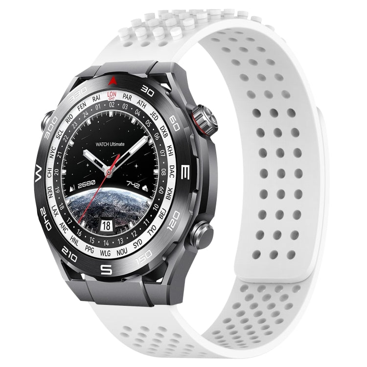 For Huawei Watch Ultimate 22mm Holes Breathable 3D Dots Silicone Watch Band(White) - free shipping - PMC TechLife - Order now!