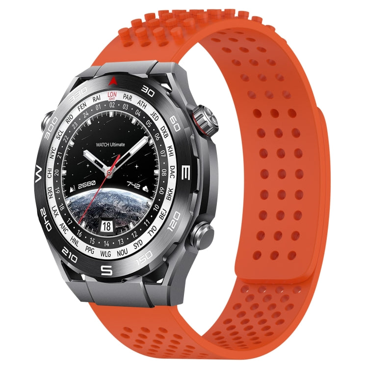 For Huawei Watch Ultimate 22mm Holes Breathable 3D Dots Silicone Watch Band(Orange) - Watch Bands by PMC TechLife | Online Shopping South Africa | PMC TechLife | Buy Now Pay Later Mobicred