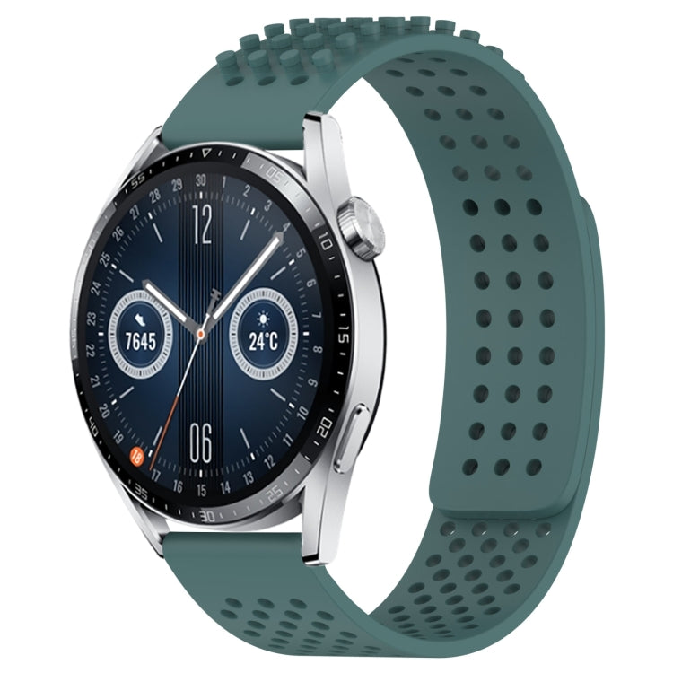 For Huawei Watch GT3 46mm 22mm Holes Breathable 3D Dots Silicone Watch Band(Olive Green) - Watch Bands by PMC TechLife | Online Shopping South Africa | PMC TechLife
