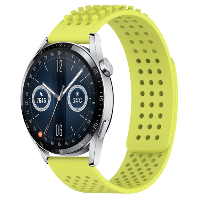 For Huawei Watch GT3 46mm 22mm Holes Breathable 3D Dots Silicone Watch Band(Lime Green) - Watch Bands by PMC TechLife | Online Shopping South Africa | PMC TechLife