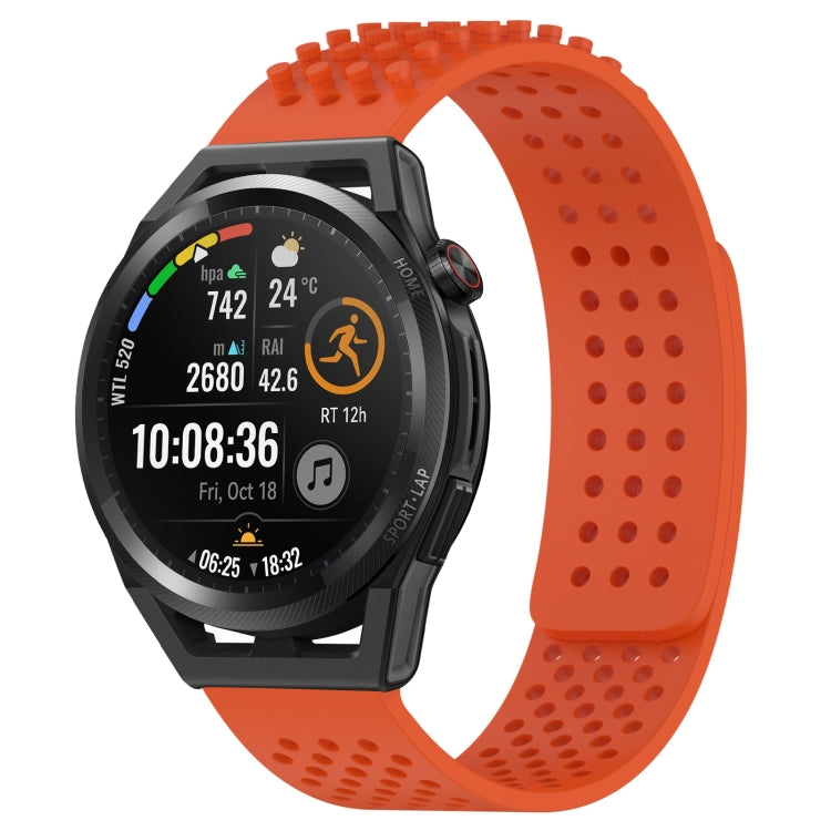 For Huawei Watch GT Runner 22mm Holes Breathable 3D Dots Silicone Watch Band(Orange) - Watch Bands by PMC TechLife | Online Shopping South Africa | PMC TechLife