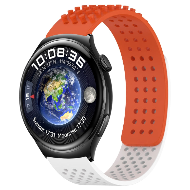 For Huawei Watch 4 22mm Holes Breathable 3D Dots Silicone Watch Band(Orange+White) - Watch Bands by PMC TechLife | Online Shopping South Africa | PMC TechLife