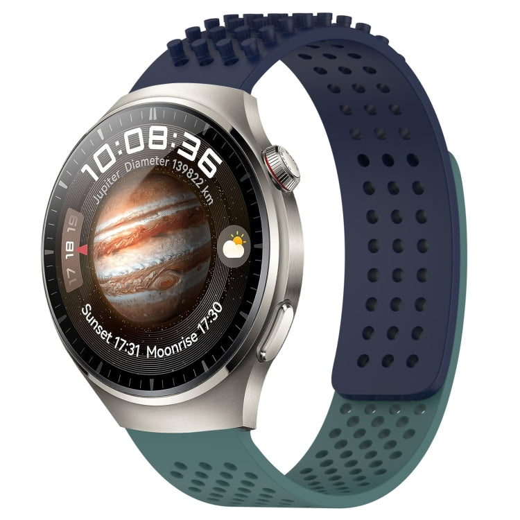 For Huawei Watch 4 Pro 22mm Holes Breathable 3D Dots Silicone Watch Band(Midnight Blue+Olive Green) - Watch Bands by PMC TechLife | Online Shopping South Africa | PMC TechLife