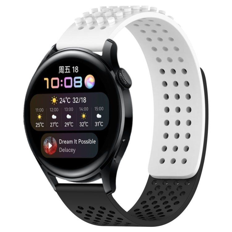 For Huawei Watch 3 22mm Holes Breathable 3D Dots Silicone Watch Band(White+Black) - Watch Bands by PMC TechLife | Online Shopping South Africa | PMC TechLife