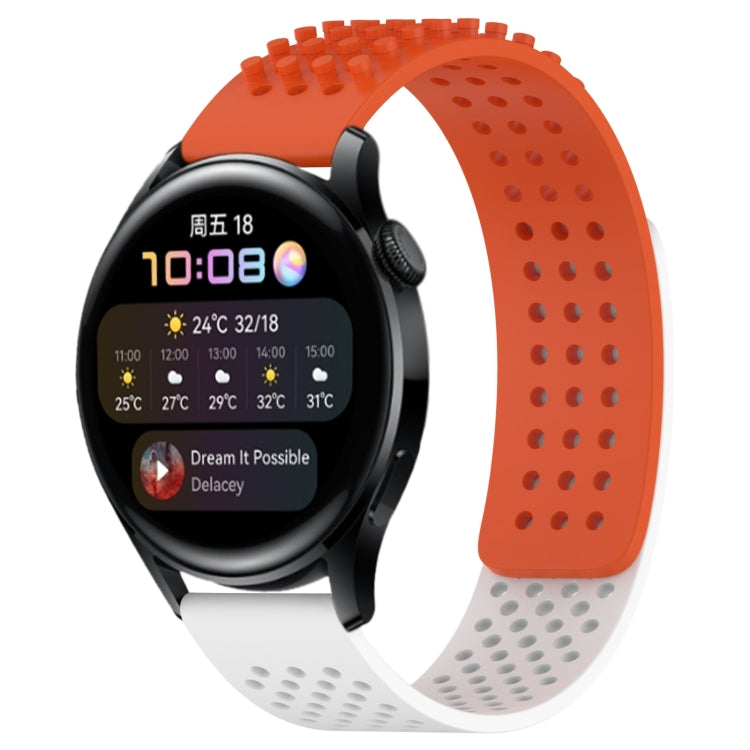 For Huawei Watch 3 22mm Holes Breathable 3D Dots Silicone Watch Band(Orange+White) - Watch Bands by PMC TechLife | Online Shopping South Africa | PMC TechLife