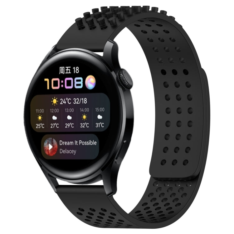 For Huawei Watch 3 22mm Holes Breathable 3D Dots Silicone Watch Band(Black) - Watch Bands by PMC TechLife | Online Shopping South Africa | PMC TechLife
