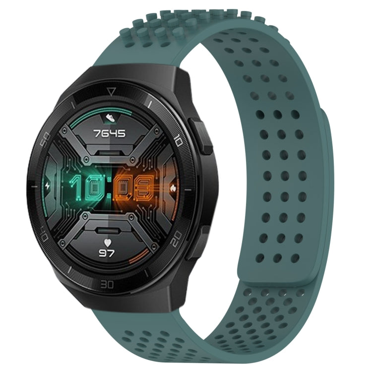 For Huawei Watch GT 2E 22mm Holes Breathable 3D Dots Silicone Watch Band(Olive Green) - Watch Bands by PMC TechLife | Online Shopping South Africa | PMC TechLife