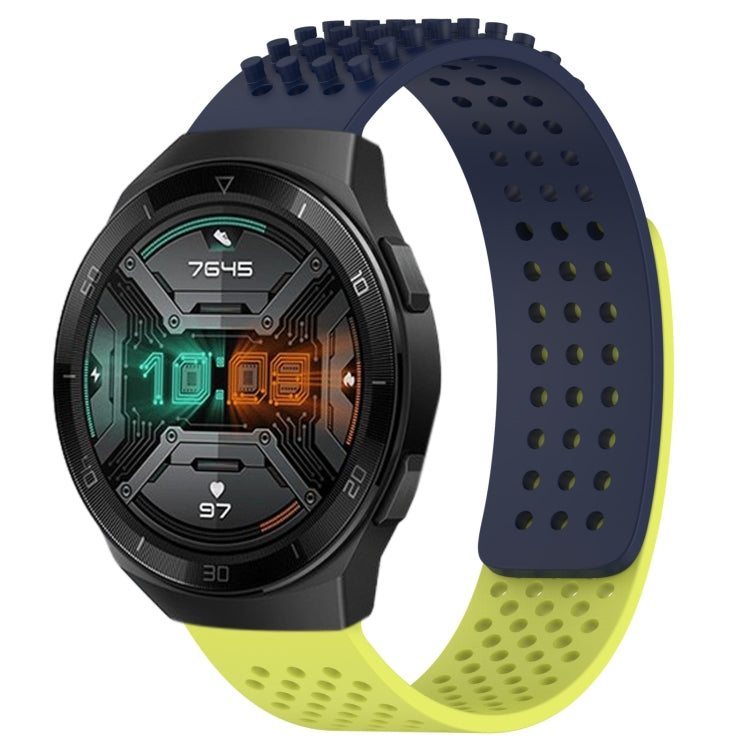 For Huawei Watch GT 2E 22mm Holes Breathable 3D Dots Silicone Watch Band(Midnight Blue+Lime Green) - Watch Bands by PMC TechLife | Online Shopping South Africa | PMC TechLife
