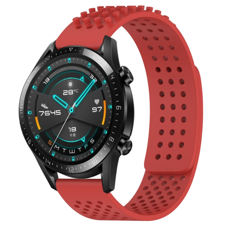 For Huawei GT2 46mm 22mm Holes Breathable 3D Dots Silicone Watch Band(Red) - Watch Bands by PMC TechLife | Online Shopping South Africa | PMC TechLife