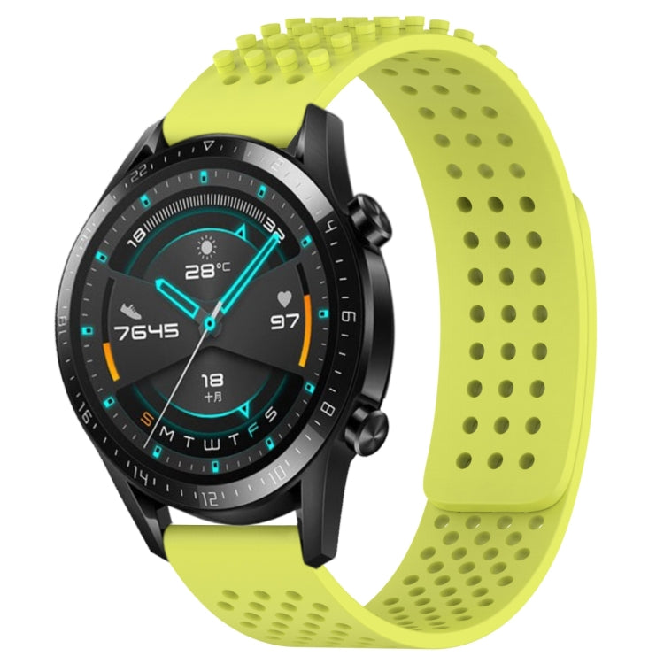 For Huawei GT2 46mm 22mm Holes Breathable 3D Dots Silicone Watch Band(Lime Green) - Watch Bands by PMC TechLife | Online Shopping South Africa | PMC TechLife