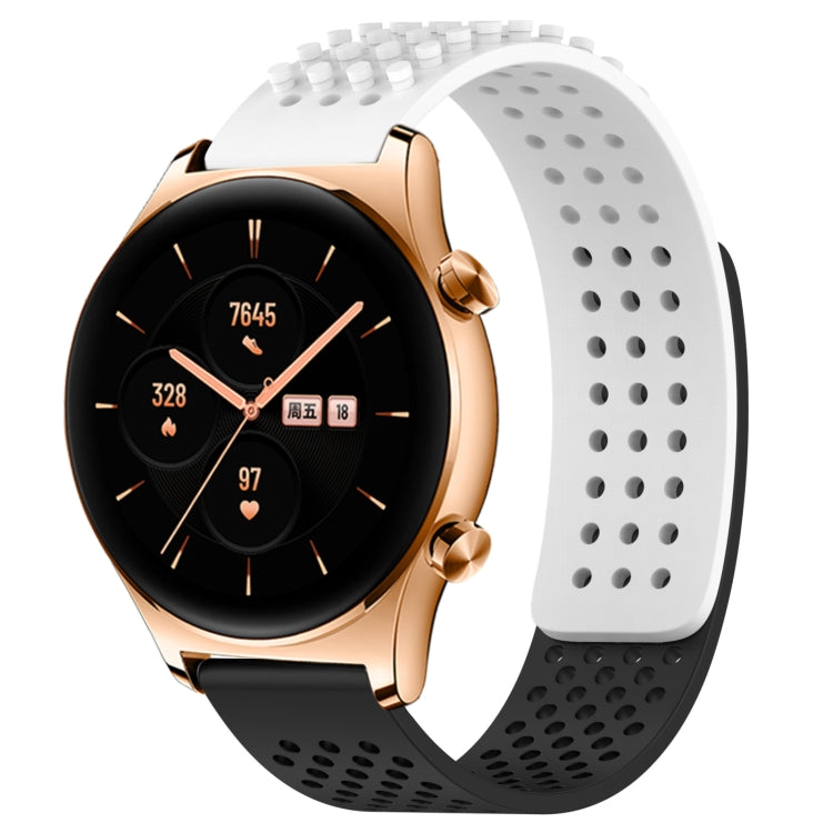For Honor Watch GS 3 22mm Holes Breathable 3D Dots Silicone Watch Band(White+Black) - Watch Bands by PMC TechLife | Online Shopping South Africa | PMC TechLife