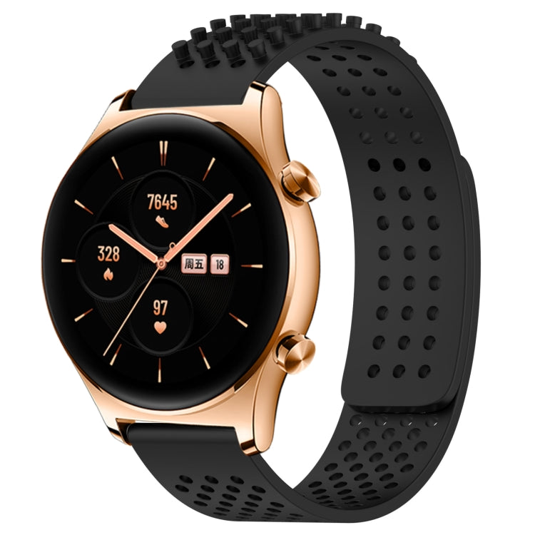 For Honor Watch GS 3 22mm Holes Breathable 3D Dots Silicone Watch Band(Black) - Watch Bands by PMC TechLife | Online Shopping South Africa | PMC TechLife
