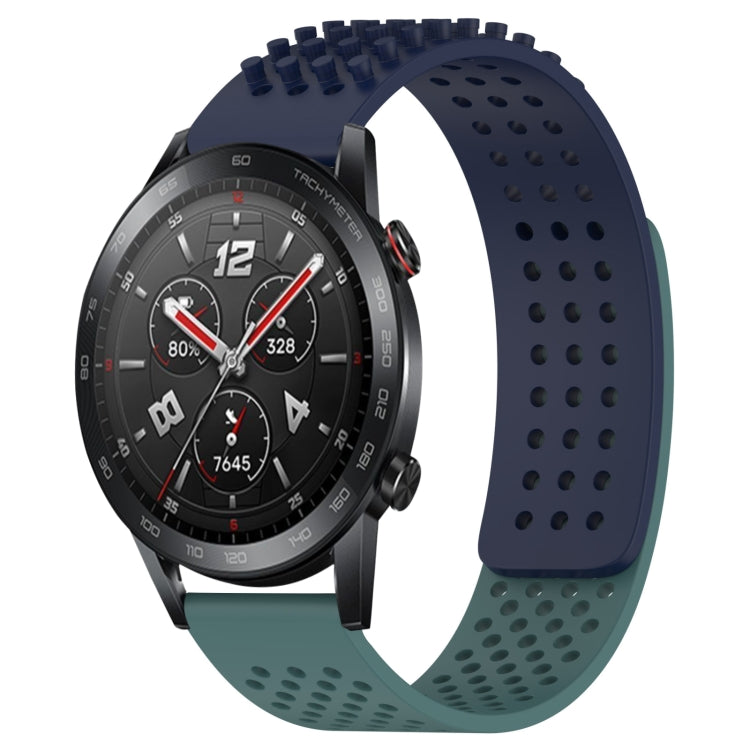 For Honor Watch GS 3i 22mm Holes Breathable 3D Dots Silicone Watch Band(Midnight Blue+Olive Green) - Watch Bands by PMC TechLife | Online Shopping South Africa | PMC TechLife