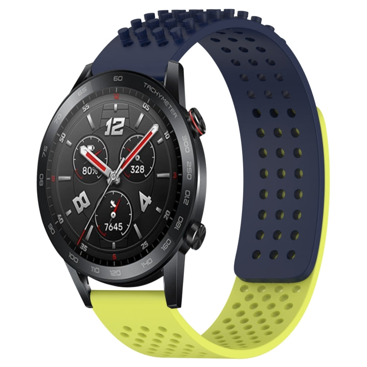 For Honor Watch GS 3i 22mm Holes Breathable 3D Dots Silicone Watch Band(Midnight Blue+Lime Green) - Watch Bands by PMC TechLife | Online Shopping South Africa | PMC TechLife