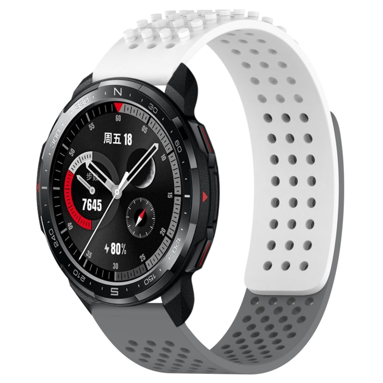 For Honor Watch GS Pro 22mm Holes Breathable 3D Dots Silicone Watch Band(White+Grey) - Watch Bands by PMC TechLife | Online Shopping South Africa | PMC TechLife