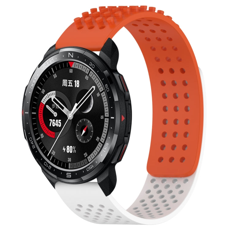 For Honor Watch GS Pro 22mm Holes Breathable 3D Dots Silicone Watch Band(Orange+White) - Watch Bands by PMC TechLife | Online Shopping South Africa | PMC TechLife