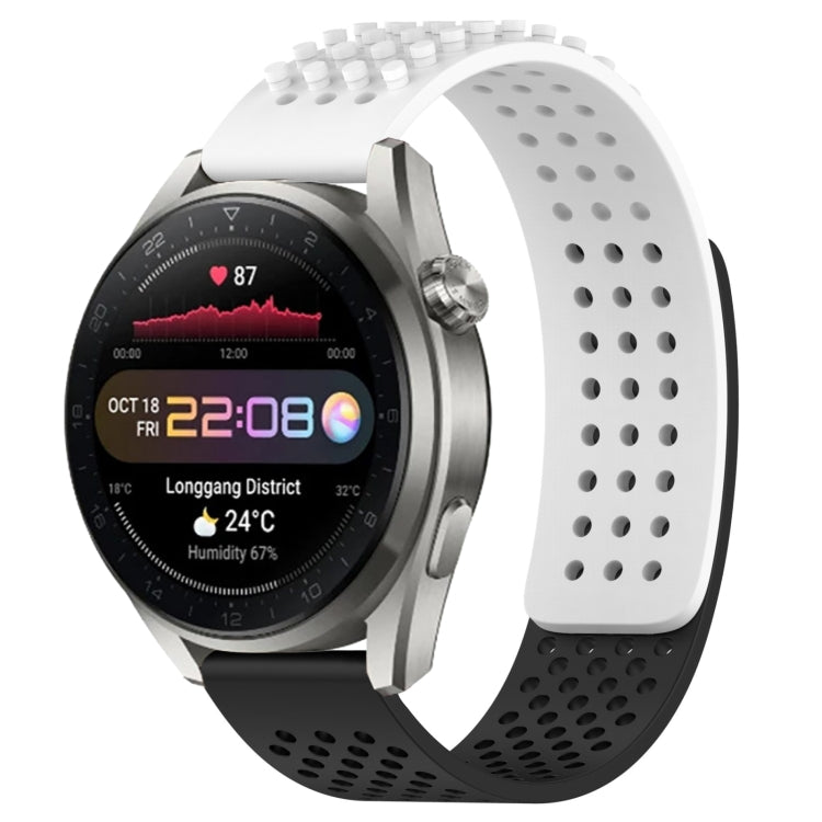 For Huawei Watch 3 Pro New 22mm Holes Breathable 3D Dots Silicone Watch Band(White+Black) - Watch Bands by PMC TechLife | Online Shopping South Africa | PMC TechLife