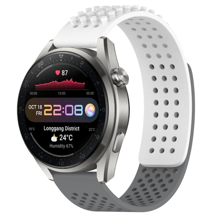 For Huawei Watch 3 Pro New 22mm Holes Breathable 3D Dots Silicone Watch Band(White+Grey) - Watch Bands by PMC TechLife | Online Shopping South Africa | PMC TechLife