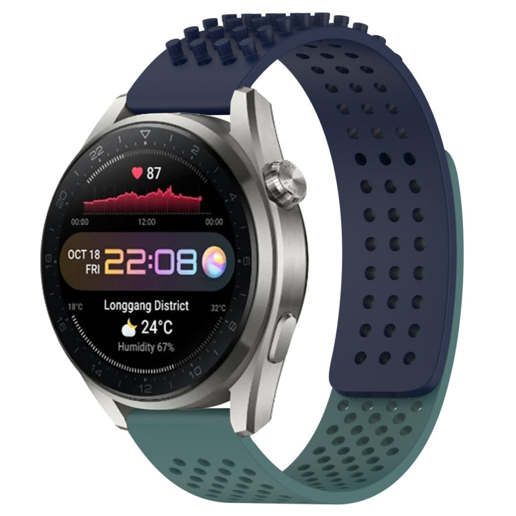 For Huawei Watch 3 Pro New 22mm Holes Breathable 3D Dots Silicone Watch Band(Midnight Blue+Olive Green) - Watch Bands by PMC TechLife | Online Shopping South Africa | PMC TechLife