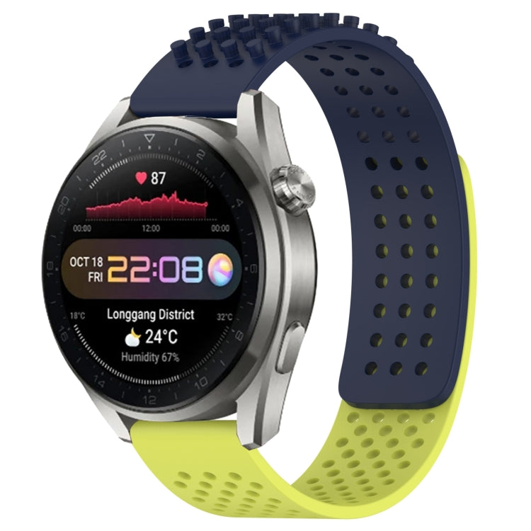 For Huawei Watch 3 Pro New 22mm Holes Breathable 3D Dots Silicone Watch Band(Midnight Blue+Lime Green) - Watch Bands by PMC TechLife | Online Shopping South Africa | PMC TechLife