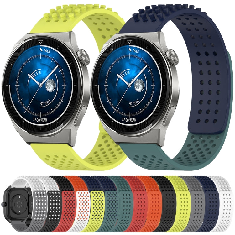 For Huawei Watch Ultimate 22mm Holes Breathable 3D Dots Silicone Watch Band(Lime Green) - Watch Bands by PMC TechLife | Online Shopping South Africa | PMC TechLife