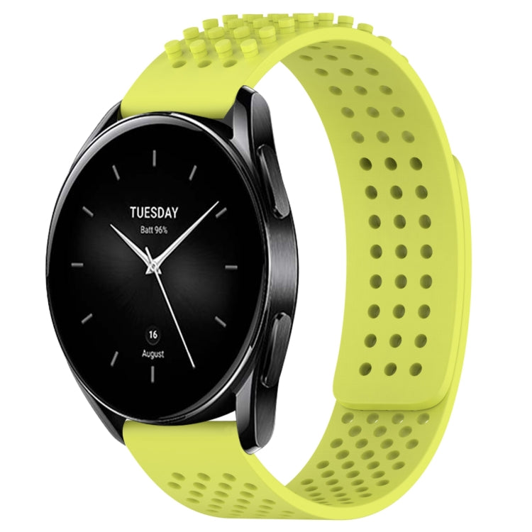 For Xiaomi Watch S2 42mm 22mm Holes Breathable 3D Dots Silicone Watch Band(Lime Green) - Watch Bands by PMC TechLife | Online Shopping South Africa | PMC TechLife