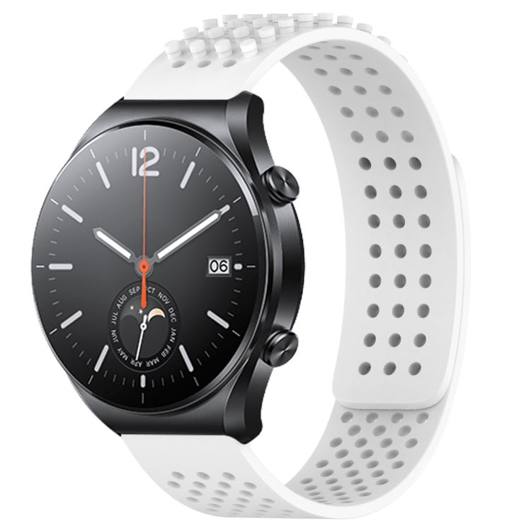 For Xiaomi MI Watch S1 22mm Holes Breathable 3D Dots Silicone Watch Band(White) - Watch Bands by PMC TechLife | Online Shopping South Africa | PMC TechLife